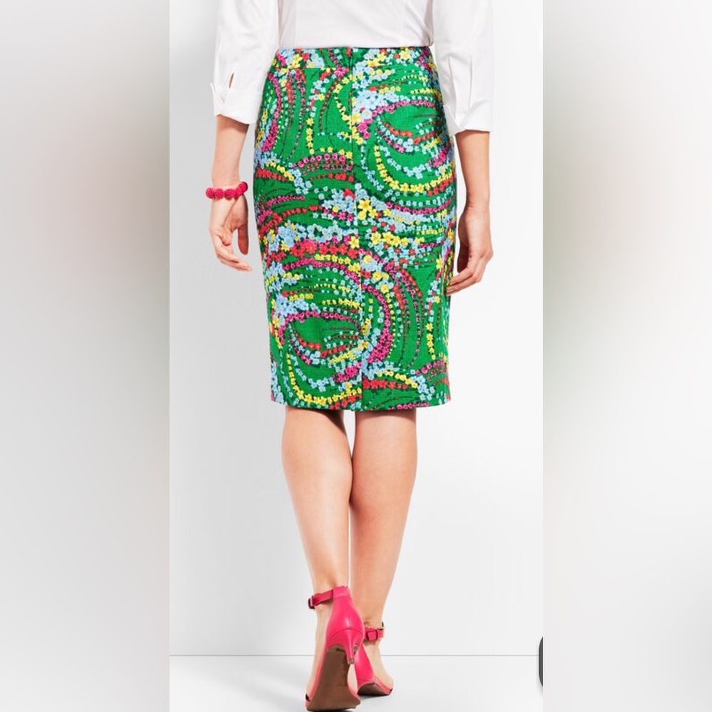 Talbots Green Floral-Print Pencil Skirt - Picture 2 of 11